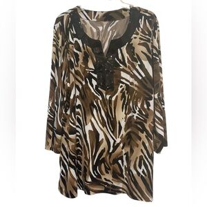 Animal Print Women's Top With Sequin Neckline
